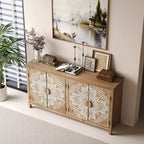 Meuble d'appoint en bois VIYET 60 de style américain, armoire 4 portes brun antique+blanc avec étagères réglables, utilisation multi-scènes