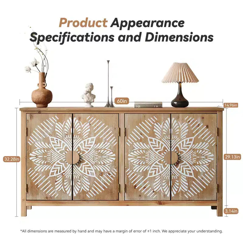Meuble d'appoint en bois VIYET 60 de style américain, armoire 4 portes brun antique+blanc avec étagères réglables, utilisation multi-scènes