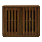 Bahut/Buffet moderne du milieu du siècle avec cannelures et évidements, avec 2 trous pour prises, meuble de rangement
