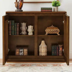 Bahut/Buffet moderne du milieu du siècle avec cannelures et évidements, avec 2 trous pour prises, meuble de rangement
