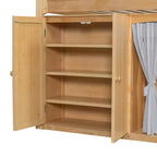 Lit mezzanine double/grand pour enfants avec armoire de rangement, armoire avec rideau et éclairage LED - ModernLuxe