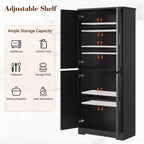 Armoire de cuisine haute de 178 cm, meuble de rangement autoportant avec 4 portes et étagères réglables, buffet utilitaire pour salle à manger, salle de bain