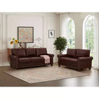 MAYEERTY Line Fabric Upholstery with Storage Sofa, Solid Wood & Metal Frame, Silver Nails Decor for Living Room Buegundy