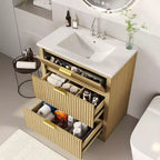 Meuble-lavabo de salle de bain avec évier, meuble-lavabo de salle de bain vintage avec portes et tiroirs, meuble de salle de bain autonome en bois de style ferme