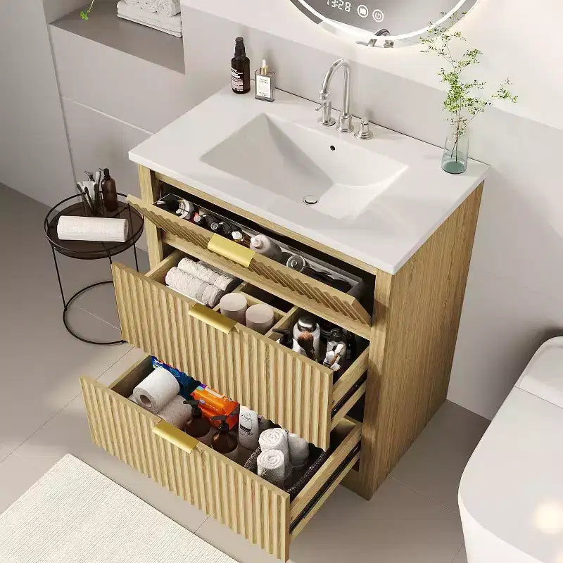 Meuble-lavabo de salle de bain avec évier, meuble-lavabo de salle de bain vintage avec portes et tiroirs, meuble de salle de bain autonome en bois de style ferme
