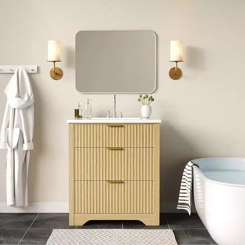 Meuble-lavabo de salle de bain avec évier, meuble-lavabo de salle de bain vintage avec portes et tiroirs, meuble de salle de bain autonome en bois de style ferme