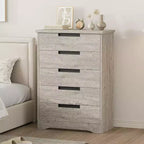 Commode à 5 tiroirs pour chambre à coucher, commode noire à 5 tiroirs avec poignées encastrées, organisateur de commode en bois pour salon, chambre d'enfant, couloir