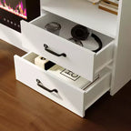 Meuble TV minimaliste bicolore Famapy : Meuble de rangement multiple Élégant meuble TV pour salons (Cheminée électrique en option)