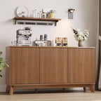 Buffet de ferme de 58 po avec 3 portes cannelées et tablettes réglables - Buffet de ferme de 58 po avec rangement