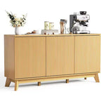 58 Farmhouse Sideboard Buffet Cabinet with 3 Fluted Doors & Adjustable Shelves - 58 Inch Farmhouse Buffet Cabinet with Storage