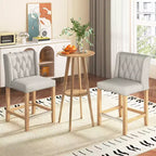 Tabouret de comptoir et de bar EROMMY avec cadre en bois massif et siège rembourré (lot de 2)