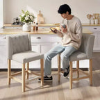 Tabouret de comptoir et de bar EROMMY avec cadre en bois massif et siège rembourré (lot de 2)
