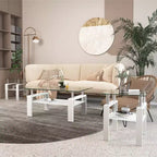 Table basse en verre, table d'appoint carrée de style minimaliste moderne avec pieds en métal, plateau en verre trempé, pour bureau à domicile, salon
