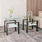 Table basse en verre, table d'appoint carrée de style minimaliste moderne avec pieds en métal, plateau en verre trempé, pour bureau à domicile, salon