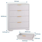 Commode 4 tiroirs, 98 cm de style moderne cannelé avec poignées dorées, rangement polyvalent pour chambre à coucher, salon, couloir et chambre d'enfant