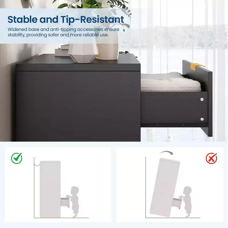 Commode 4 tiroirs, 98 cm de style moderne cannelé avec poignées dorées, rangement polyvalent pour chambre à coucher, salon, couloir et chambre d'enfant