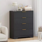 4-Drawer Dresser,38.6 Fluted Modern Chest with Gold Handles, Versatile Storage for Bedroom, Living Room, Hallway & Nursery