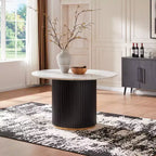 Table de salle à manger ronde blanche - Plateau MDF 47 pouces avec base cylindrique simple, capacité de 300 lb, pieds réglables pour cuisine à domicile