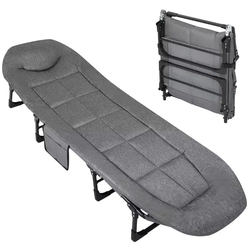 COZONY 79 Lit de camping pliant pour adultes avec coussin et oreiller, lit de couchage portable robuste pour usage intérieur et extérieur