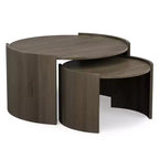 Darah SOLID MANGO WOOD 32 inch Wide Round Contemporary 2 Piece Nesting Table, Fully Assembled