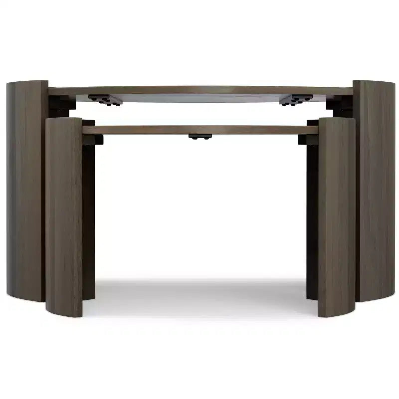 Table gigogne contemporaine ronde 2 pièces en bois de manguier massif Darah de 81 cm de large, entièrement assemblée