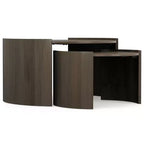 Table gigogne contemporaine ronde 2 pièces en bois de manguier massif Darah de 81 cm de large, entièrement assemblée