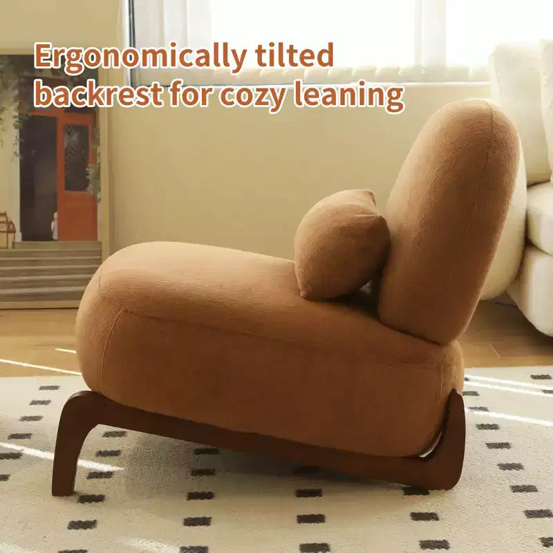 TUYOHW Fauteuil d'appoint en velours avec pieds en bois, chaise latérale rembourrée moderne sans accoudoirs avec oreiller, chaise de lecture pour appartement, salon, chambre à coucher