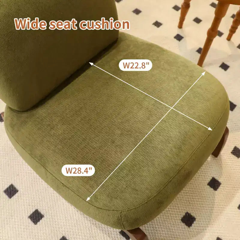 TUYOHW Fauteuil d'appoint en velours avec pieds en bois, chaise latérale rembourrée moderne sans accoudoirs avec oreiller, chaise de lecture pour appartement, salon, chambre à coucher