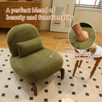 TUYOHW Fauteuil d'appoint en velours avec pieds en bois, chaise latérale rembourrée moderne sans accoudoirs avec oreiller, chaise de lecture pour appartement, salon, chambre à coucher