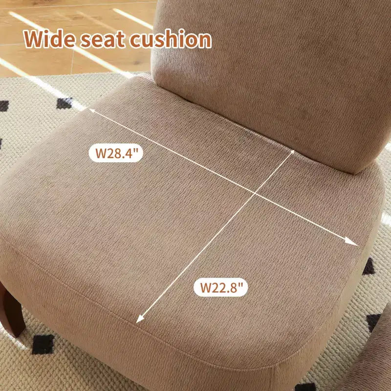 TUYOHW Fauteuil d'appoint en velours avec pieds en bois, chaise latérale rembourrée moderne sans accoudoirs avec oreiller, chaise de lecture pour appartement, salon, chambre à coucher