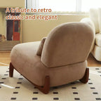 TUYOHW Fauteuil d'appoint en velours avec pieds en bois, chaise latérale rembourrée moderne sans accoudoirs avec oreiller, chaise de lecture pour appartement, salon, chambre à coucher