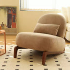 TUYOHW Fauteuil d'appoint en velours avec pieds en bois, chaise latérale rembourrée moderne sans accoudoirs avec oreiller, chaise de lecture pour appartement, salon, chambre à coucher