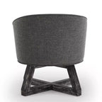 TUYOHW Chaise d'appoint moderne pivotante avec revêtement en lin, chaise confortable avec piètement en bois en croix, fauteuil de salon pour le séjour ou la chambre à coucher