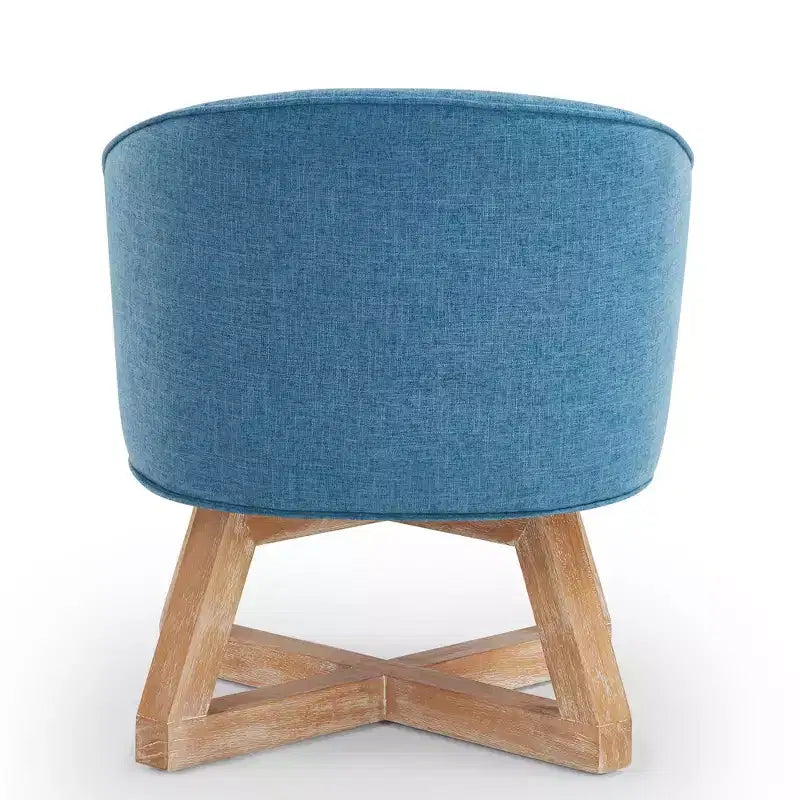 TUYOHW Chaise d'appoint moderne pivotante avec revêtement en lin, chaise confortable avec piètement en bois en croix, fauteuil de salon pour le séjour ou la chambre à coucher