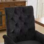 TUYOHW Lot de 1 fauteuil de salle à manger en chenille avec pieds incurvés en bois massif, chaises de cuisine et de salle à manger capitonnées à dossier haut pour salon