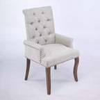 TUYOHW Chenille Dining Armchairs Set of 1 with Curved Solid Wood Legs,Button-tufted Kitchen & Dining Room Chairs with High Back for Living Room