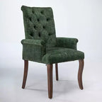 TUYOHW Lot de 1 fauteuil de salle à manger en chenille avec pieds incurvés en bois massif, chaises de cuisine et de salle à manger capitonnées à dossier haut pour salon
