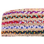Pouf bohème Matisse de 20 pouces de large en jute naturelle/coton Chindi multicolore, assemblé