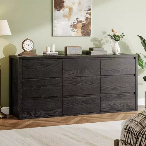 9 Drawer Dresser for Bedroom, Wide Modern Wooden Chest of Drawers with Large Storage, Wood Dresser Organizer for Living Room, Hallway, Entryway