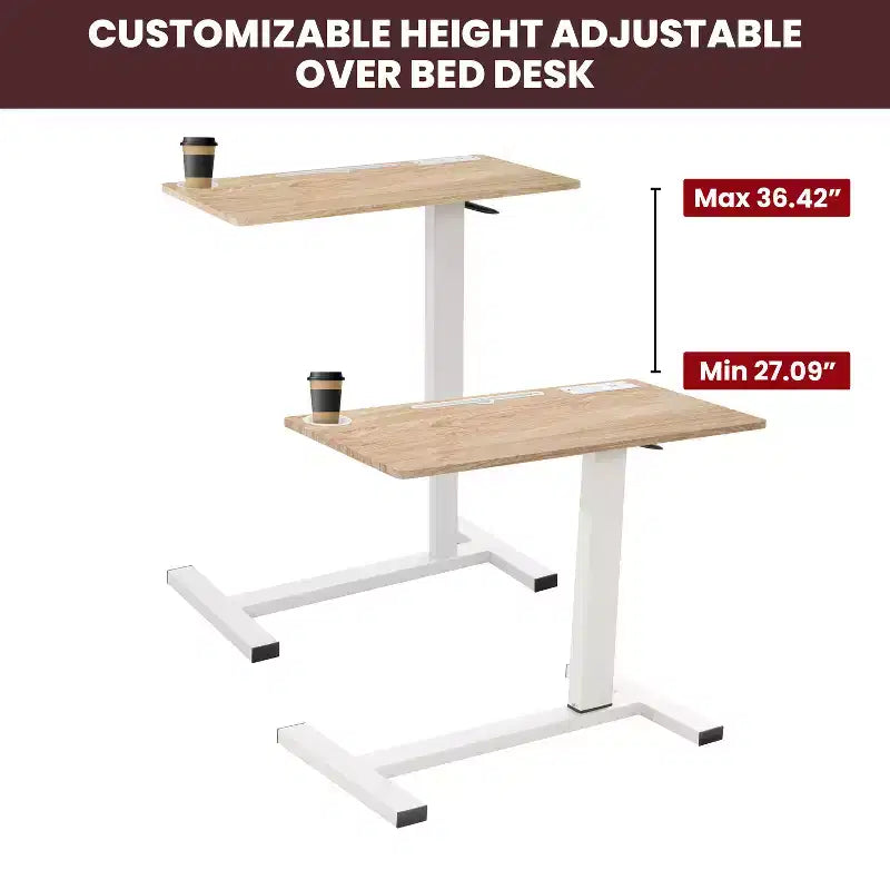 Home Imports Emporium Table de lit réglable avec roulettes, support robuste pour ordinateur portable avec chargement USB et Type-C, porte-gobelet
