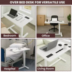 Home Imports Emporium Table de lit réglable avec roulettes, support robuste pour ordinateur portable avec chargement USB et Type-C, porte-gobelet