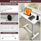 Home Imports Emporium Table de lit réglable avec roulettes, support robuste pour ordinateur portable avec chargement USB et Type-C, porte-gobelet