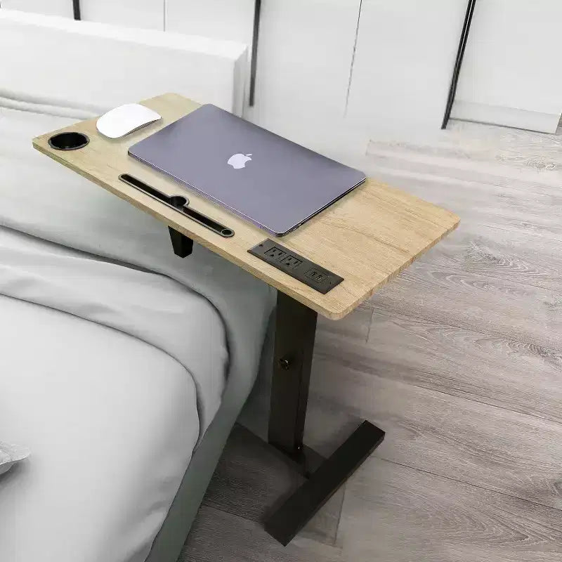 Home Imports Emporium Table de lit réglable avec roulettes, support robuste pour ordinateur portable avec chargement USB et Type-C, porte-gobelet