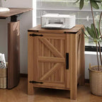 Table de chevet rustique avec station de charge, Table de nuit en bois de 45 cm avec porte coulissante, Étagère réglable et rangement à deux niveaux