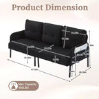 Causeuse moderne surdimensionnée, Canapé 2 places en velours côtelé avec pieds en métal et poches latérales pour salon, chambre, dortoir ou appartement - Panipeachy