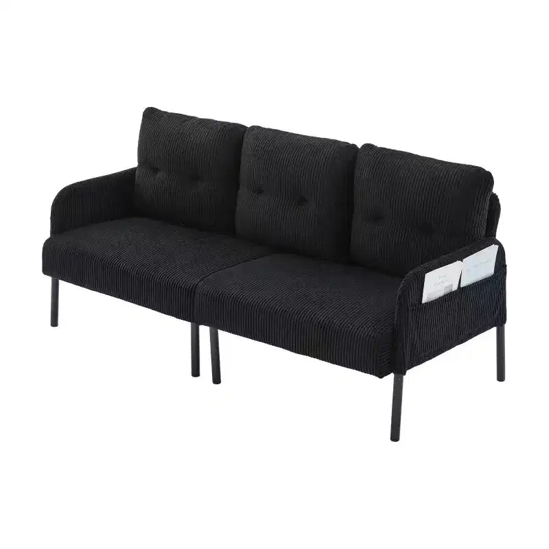 Causeuse moderne surdimensionnée, Canapé 2 places en velours côtelé avec pieds en métal et poches latérales pour salon, chambre, dortoir ou appartement - Panipeachy