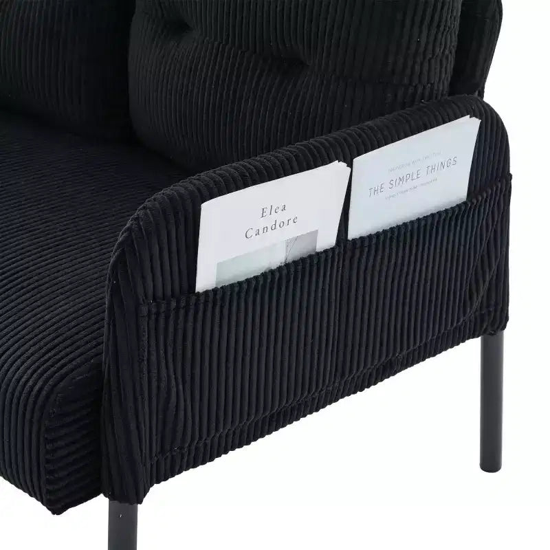Causeuse moderne surdimensionnée, Canapé 2 places en velours côtelé avec pieds en métal et poches latérales pour salon, chambre, dortoir ou appartement - Panipeachy