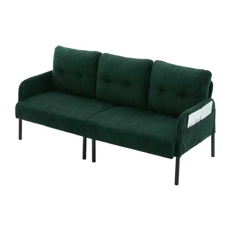 Causeuse moderne surdimensionnée, Canapé 2 places en velours côtelé avec pieds en métal et poches latérales pour salon, chambre, dortoir ou appartement - Panipeachy