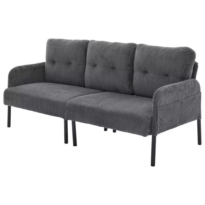 Causeuse moderne surdimensionnée, Canapé 2 places en velours côtelé avec pieds en métal et poches latérales pour salon, chambre, dortoir ou appartement - Panipeachy