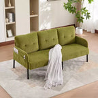 Causeuse moderne surdimensionnée, Canapé 2 places en velours côtelé avec pieds en métal et poches latérales pour salon, chambre, dortoir ou appartement - Panipeachy